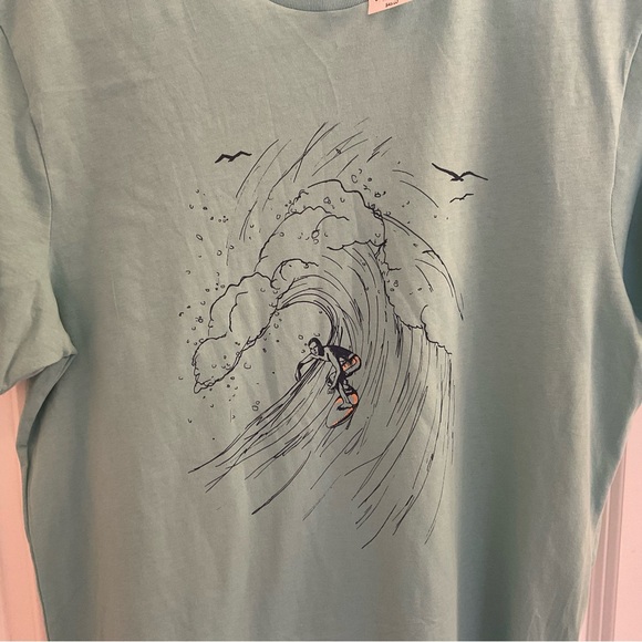 J. Crew Factory Big Wave Graphic Tee - NWT - Medium - Deep Spearmint - Picture 4 of 8